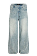 Washed Textured Straight Jeans