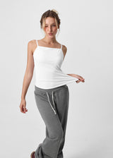 [B-BASIC] Basic Cotton Spandex Strap Square Neck Sleeveless (Built-in Cups) (2 SIZE)