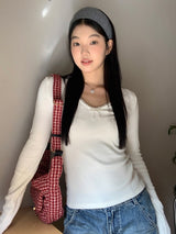 パールボウVネック長袖Tシャツ