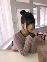ルハンリブラウンドニット