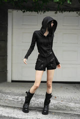 26FW★ SHADOW BUTTON HOODED ZIP-UP