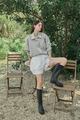 Peeky check shirt_skyblue