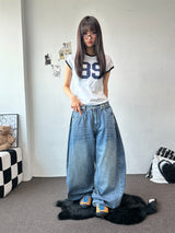 Cheery Number Raglan Crop Tee 3color