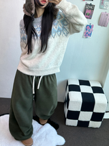 TEDDY FLEECE🤎🐻 S-L🧸3SIZE LONG WIDE HEATER PANTS 🤎💙💚3COLOR