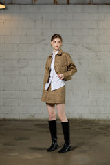LEOPARD TRUCKER JACKET / BEIGE
