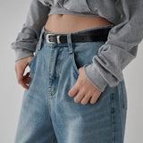 [Hobbit] Washed Denim Wide Curved Pants - 2 Colors