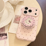 ラブリーピンクハートドットバニーミラートックスマホケース