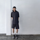 Draped Plissé Wide Shorts