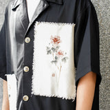 Patchwork Raw Edge Ink Wash Shirt