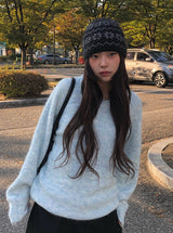 ウェンドウールボカシパステルルーズフィットラウンドニット