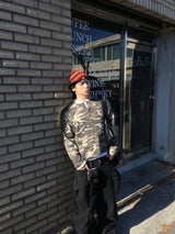 No.1569 camo wf henly neck crop T (3color)