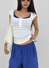 [MADE] Daychi Button Cap Sleeve Short Sleeve Top