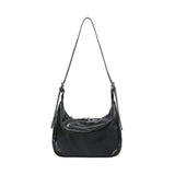 MONIC METAL LOGO FRONT BELTED LEATHER SHOULDER BAG UNISEX
