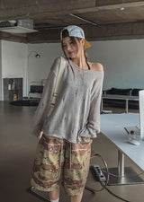 Lip cargo stopper Bermuda pants