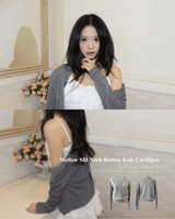 Mellow Slit Neck Button Knit Cardigan