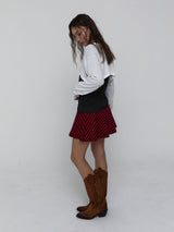Striped Mini Skirt_Red