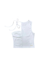 BEBE UNBALANCE SLEEVELESS TOP / WHITE