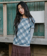 シアー チェック レイヤード LS Tシャツ(CV2GFFT557A)