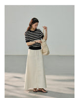 Punching Detail Summer Round Neck Knit Short Sleeve