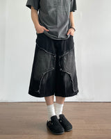 Rough Double Knee Half Denim Pants