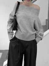 Leno One-Shoulder Off-Knit Top