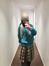 グランジボタンアップチェッカードスカート (2 Colors)