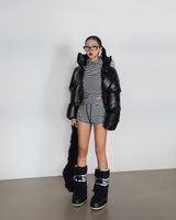 Glossy Two-Way Cropped Short Padded Jacket