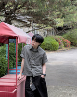 バックルチェッククロッピードショートスリーブシャツ