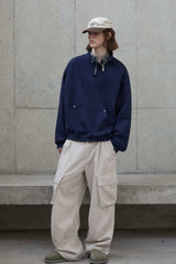 Double zipper high-neck sweatshirt