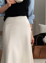 Voile Flare Satin Skirt / 6 Colors