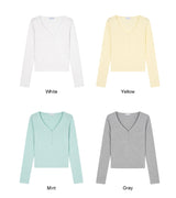 レブン Vネック ボタン ロング スリーブ Tシャツ