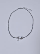 All surgical steel double ring frame necklace