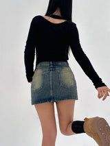 [SOFT-FIT/BODY SHAPING/SCARF SET] スカーフ＆チョーカーTシャツ - 2 COLOR