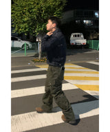 ウォッシュ加工カーゴバイカーパンツ