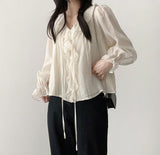 Poen puff string frilled blouse