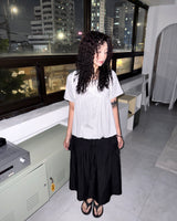 (2color) Flap Shirt Collar Flare Skirt