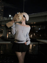 [BELLIDE MADE] KISSME, オフショルダーフィンガーホールニット