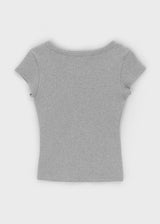 [B-BASIC] Basic Ribbed Wide U-Neck Cap Sleeve Short Sleeve Top (2 Size)