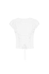 White rosy chiffon blouse