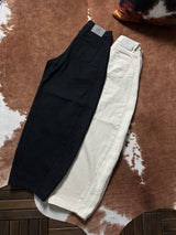 2color) Tweed side denim PT