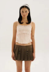 Button pleats skirt - brown