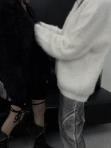 overfit blanc angora knit cardigan (unisex)