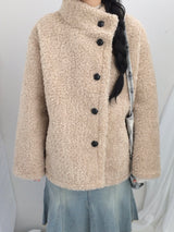 highneck puffy fur jacket