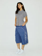 CHECK BLOUSE NAVY