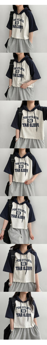 ガールズラグラン半袖クロップドTシャツ