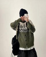 Denby snowflake Nordic button knit cardigan