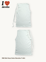 マイルドサイドストラップコットンノースリーブTシャツ
