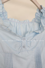 pintuck frill square off-shoulder blouse