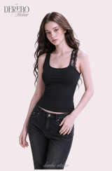 Back-Point Racer Asymmetrical Sleeveless Top