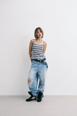 stripe sleeveless (blue)